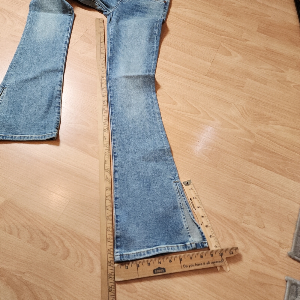 NWT Blank NYC Split Hem Mini Flare Hoyt Medium Wash Jeans Stretch Denim Size 24 - Picture 9 of 14